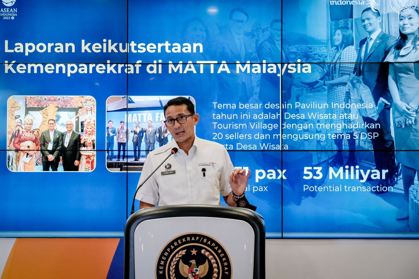 Sandiaga Uno: Keikutsertaan Indonesia di MATTA Fair 2023 Ciptakan Potensi Transaksi hingga Rp 5,3 miliar